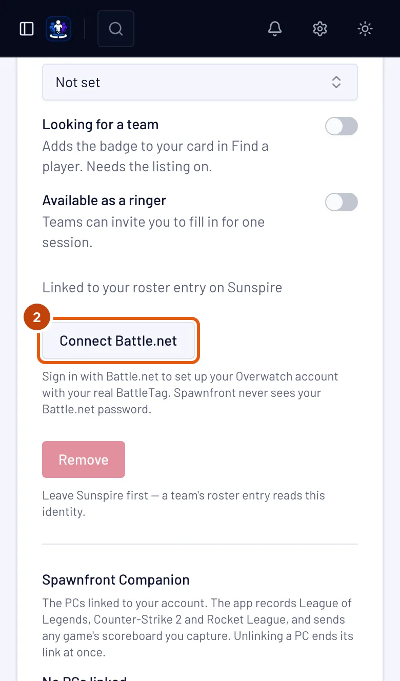 The Overwatch card, with Connect Battle.net outlined.