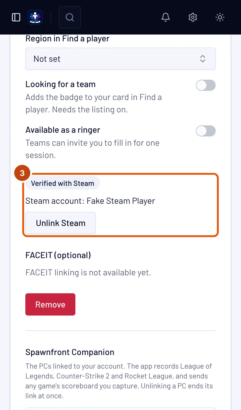 The Counter-Strike 2 card, with Verified with Steam outlined.