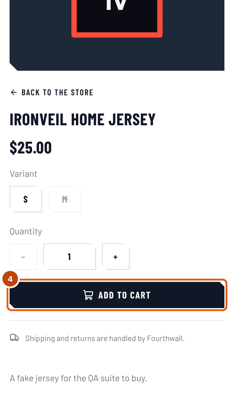 The jersey's page, with the Add to cart button outlined.