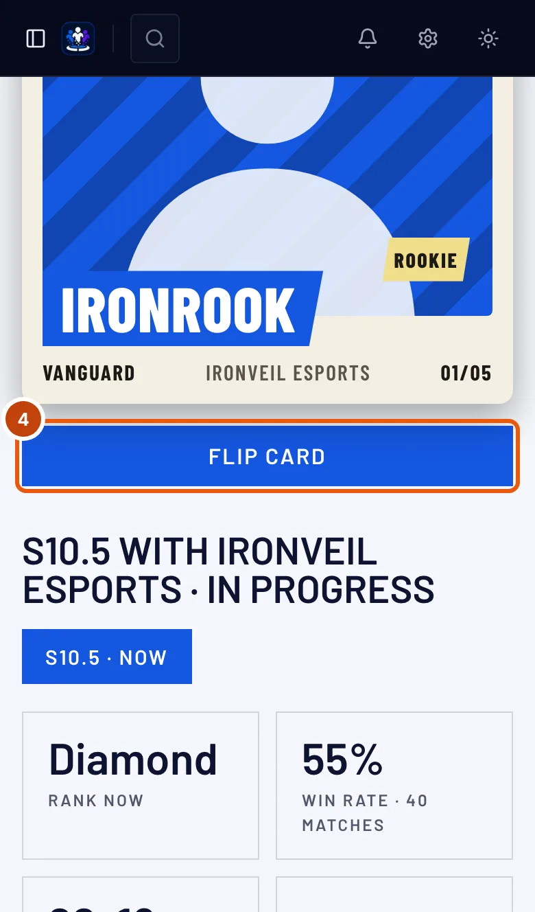 The back of the card beside the front — on a phone, the Flip card button — outlined.