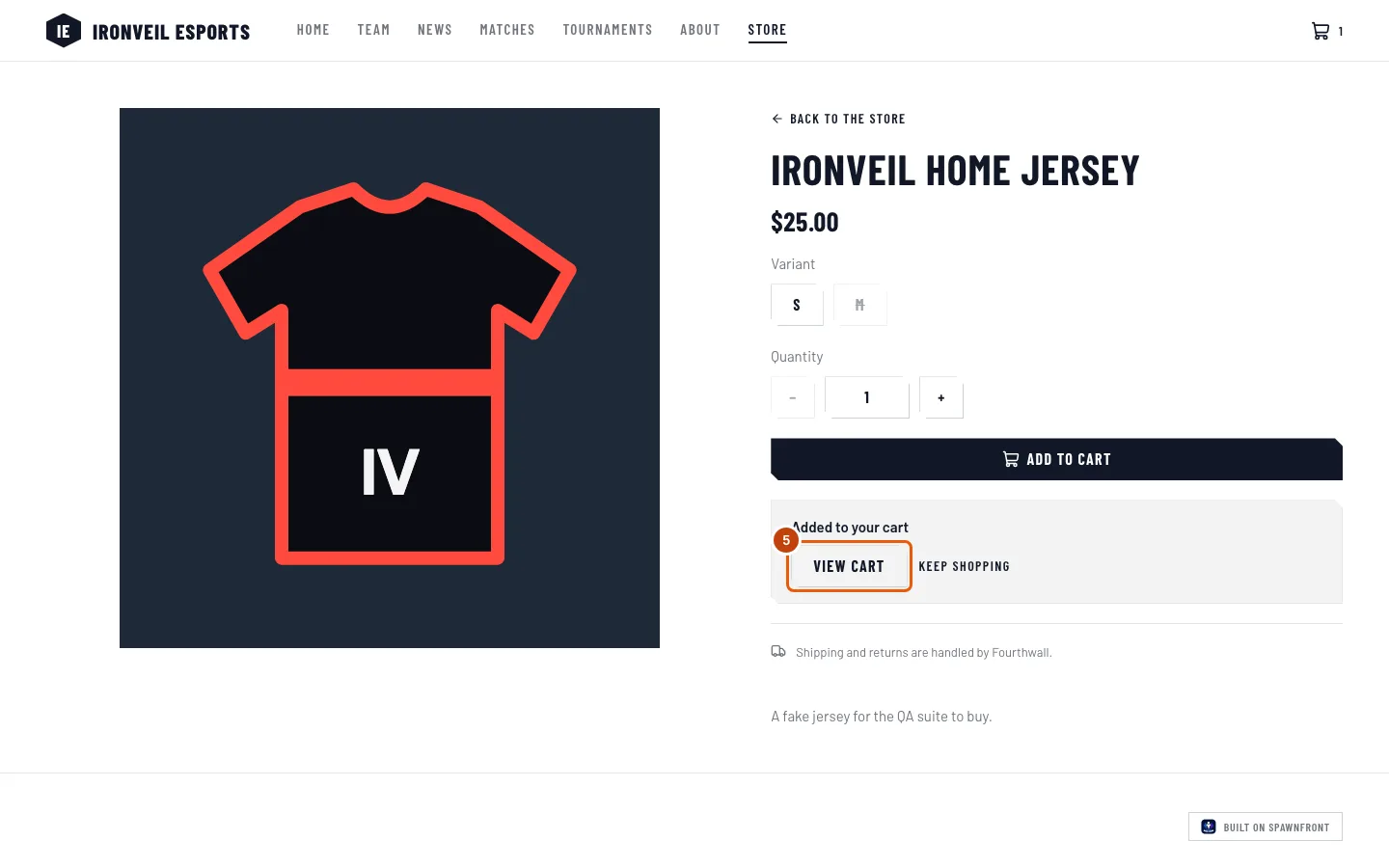 Added to your cart, with the View cart button outlined.