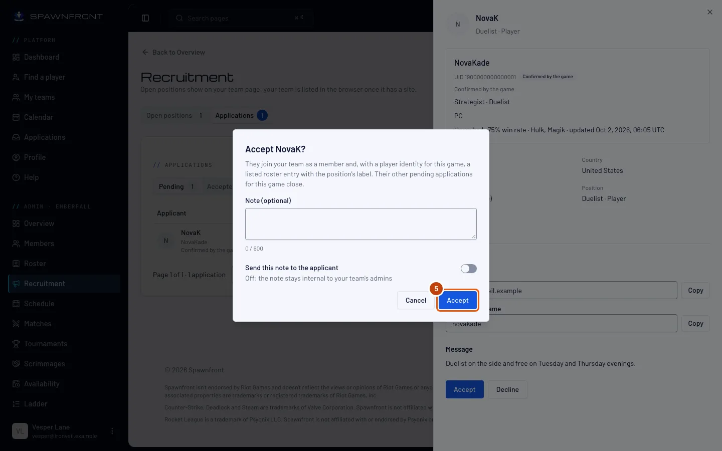 The Accept box, with its Accept button outlined.