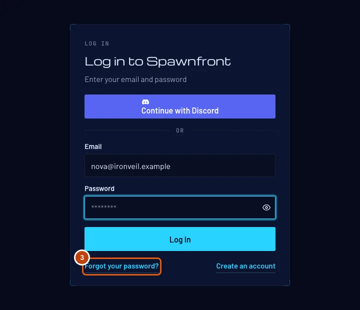 The login form, with the Forgot your password? link outlined.